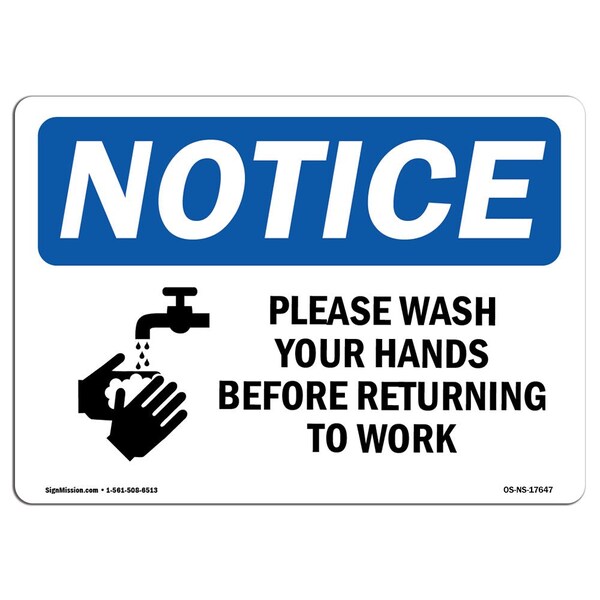 Signmission OSHA Sign, Please Wash Your Hands Before With Symbol, 14in X 10in Aluminum, 10" W, 14" L, Landscape OS-NS-A-1014-L-17647 - main